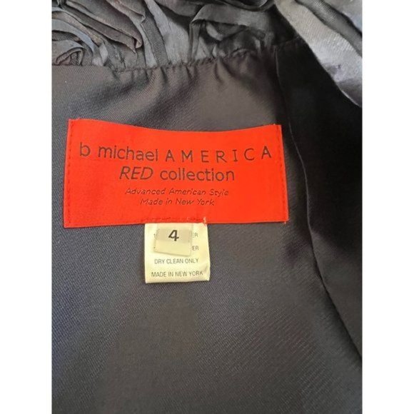 B Michael America Red Collection Dress Blue Rose Tafetta Satiny Size 4 - Picture 14 of 15